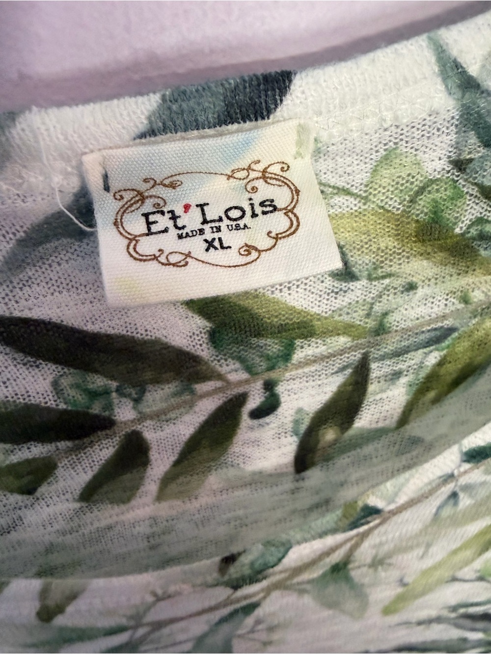 Et Lois Green Print Light Top,Size XL - Picture 2 of 10